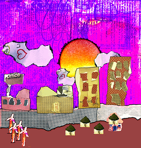 This is the fully completed "Dustbunny Creative Village" brand artwork